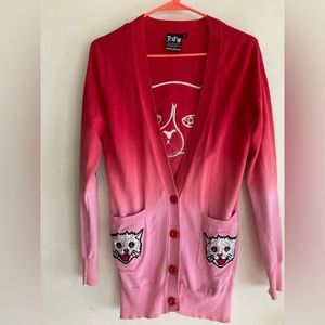Pink hombre anarchist kitty cardigan
